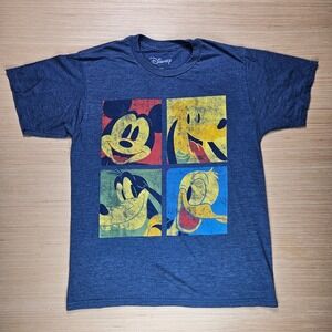Disney‎ Mickey Mouse Friends T-Shirt Adult Size M Blue Mickey Pluto Goofy Donald